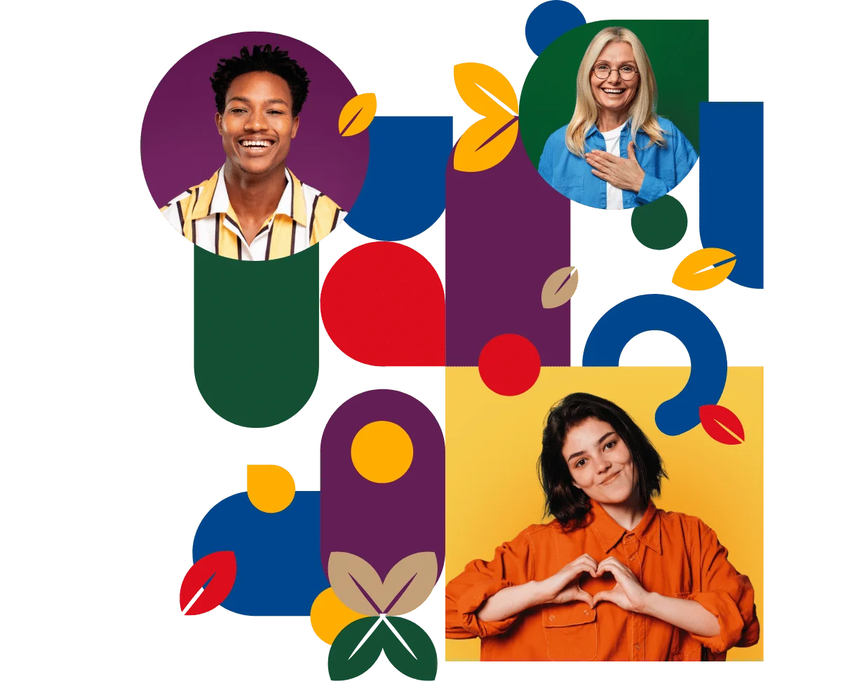 Composition de portraits et formes colorées publiée par le CFA Sanitaire et Social BFC.