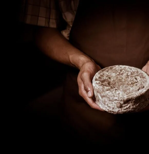 Mains présentant un fromage, photographie de la boutique en ligne